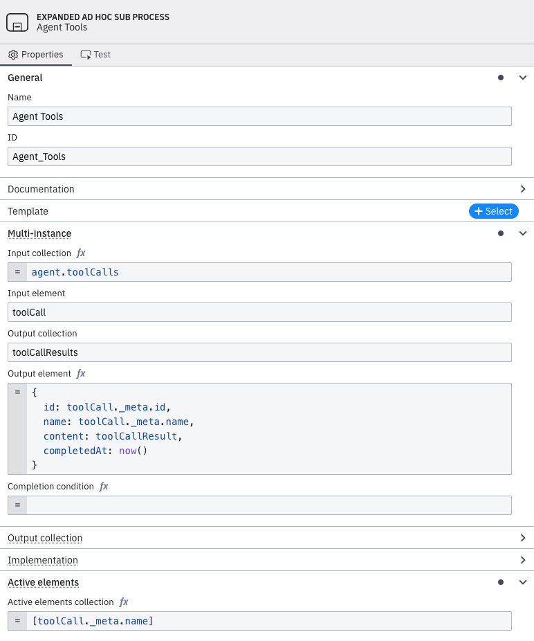 AI Agent ad-hoc sub-process multi-instance configuration