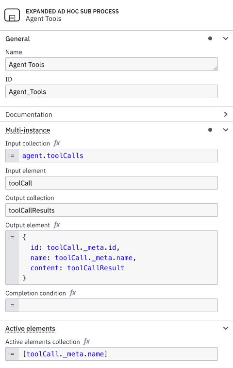 AI Agent ad-hoc sub-process multi-instance configuration
