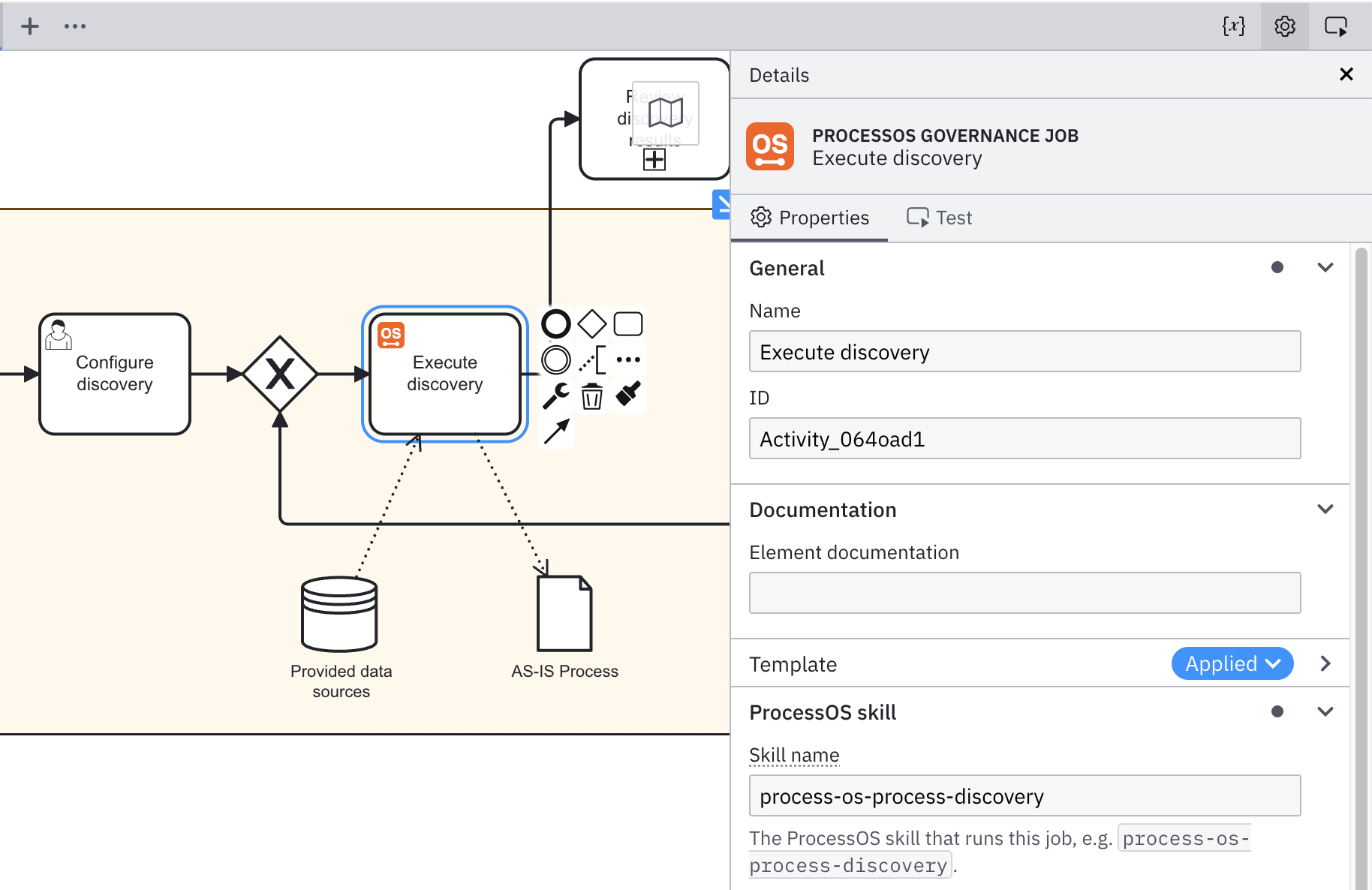 A builder task represented as a service task in the ProcessOS Harness BPMN model in Camunda Modeler.