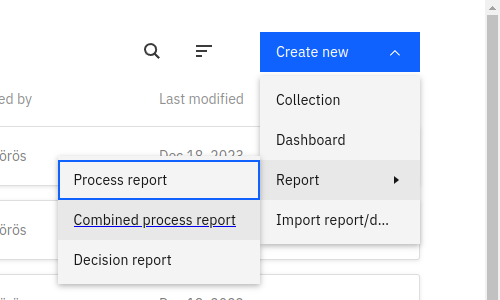 Creating a Combined process report