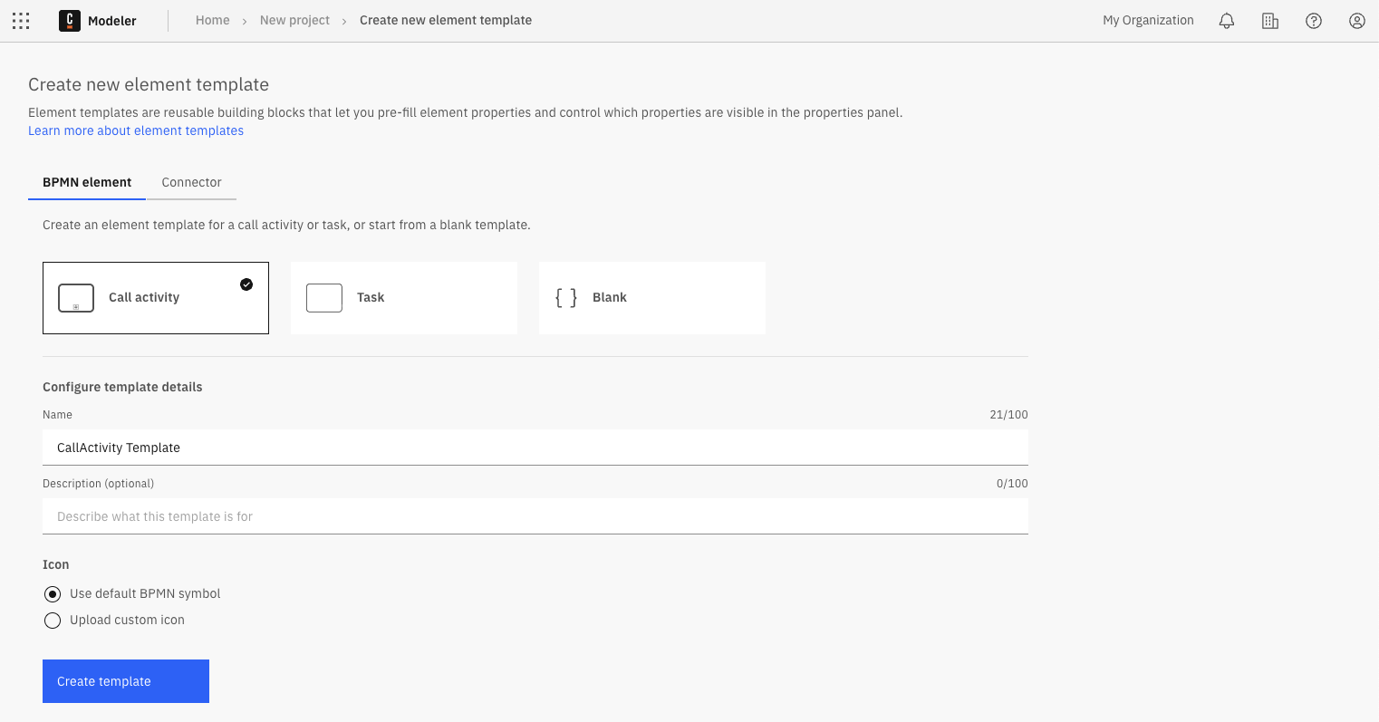 Create the new element template