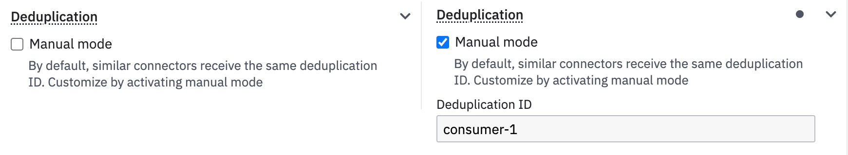 Deduplication input example
