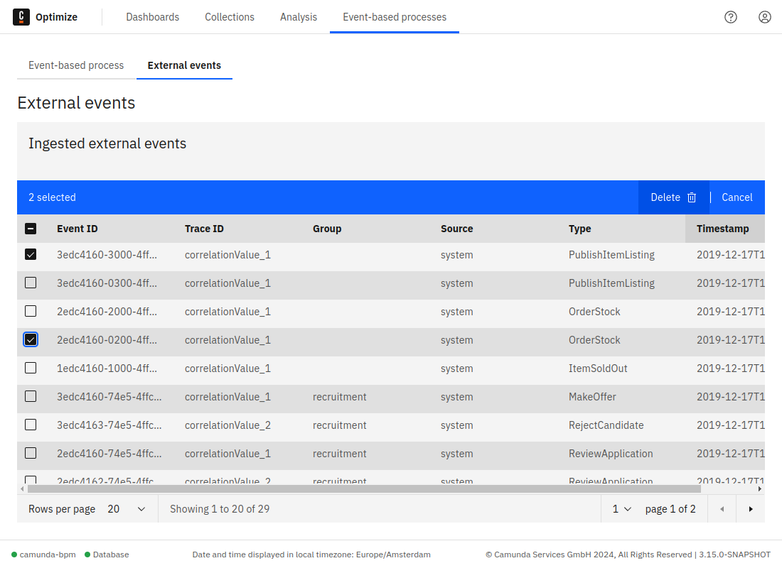 Deleting External Events