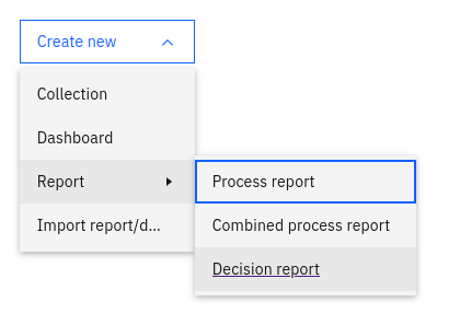 Create a new Decision Report from the Report list page