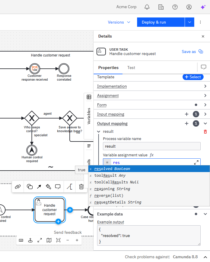 Variable suggestions with example data
