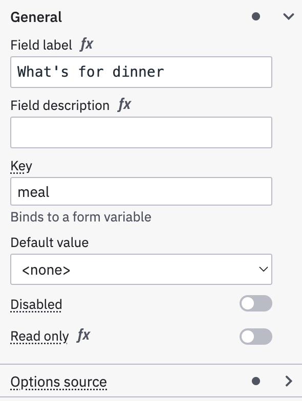 Defining a radio group's name and key