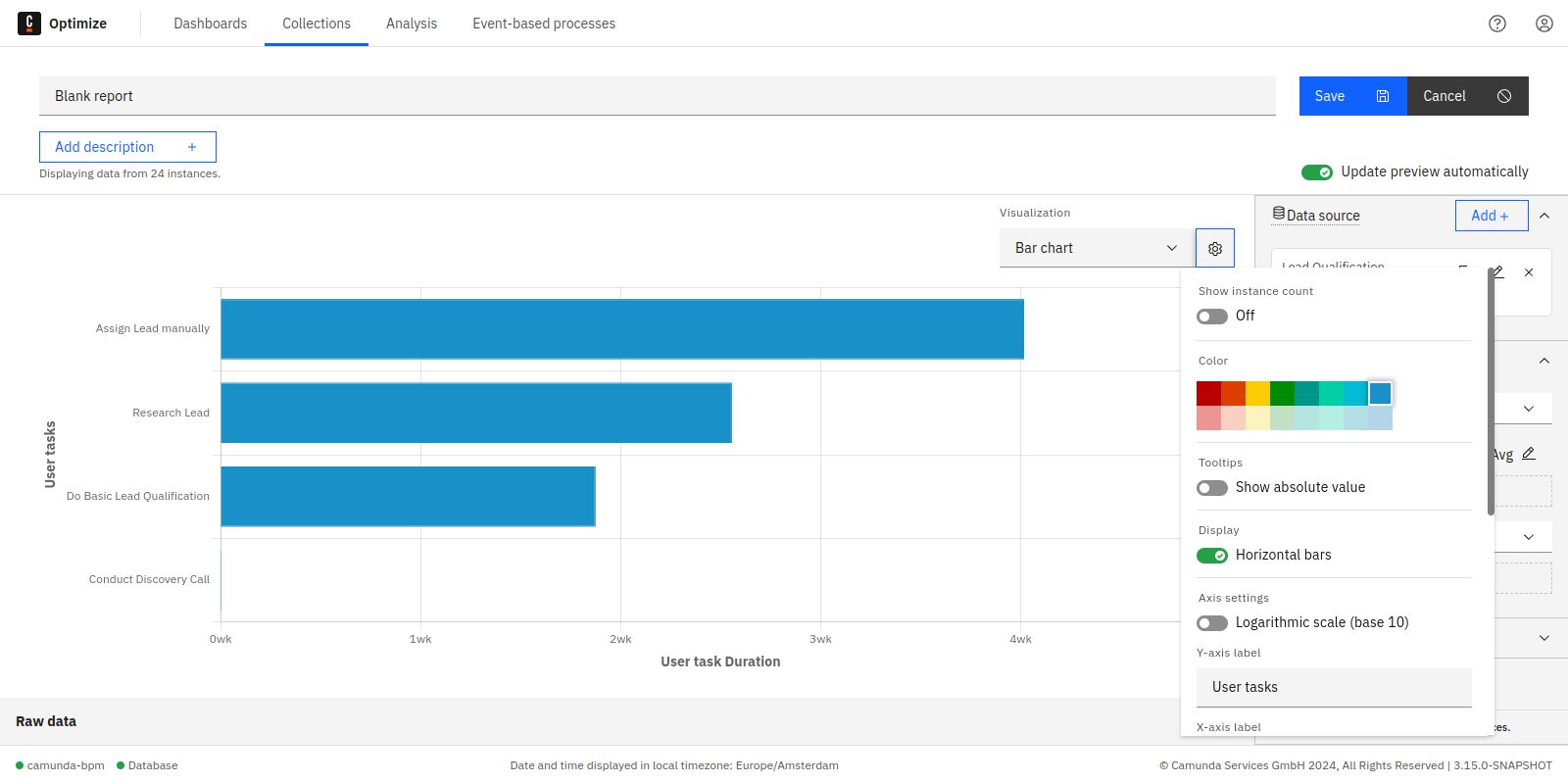 Stacked bar chart report