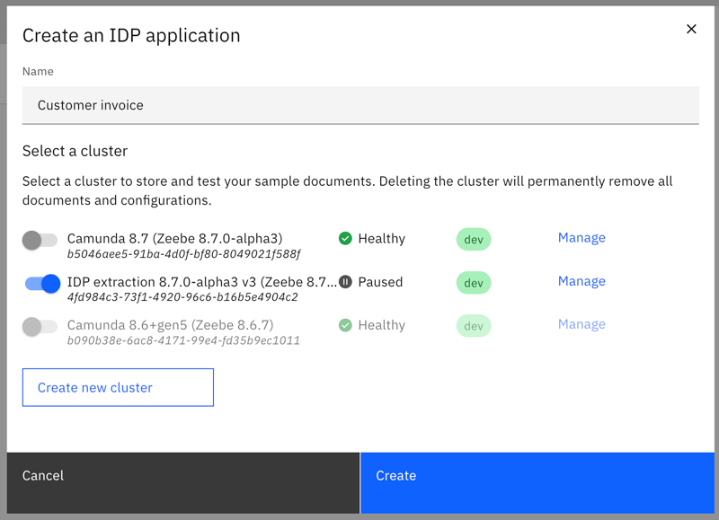 IDP application screen