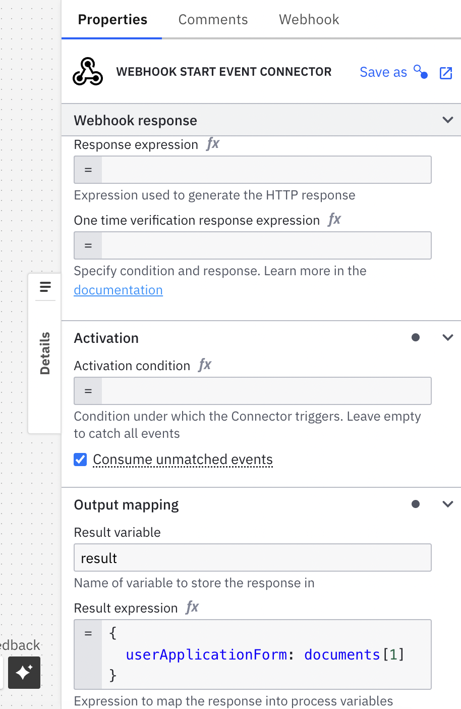 example payload inbound webhook connector