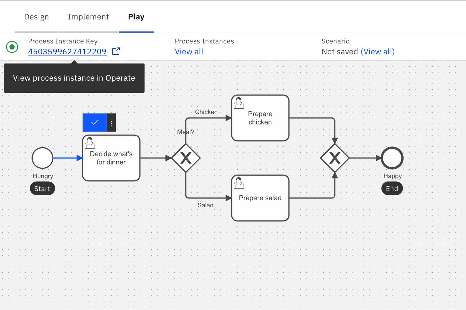 view process instance in Operate