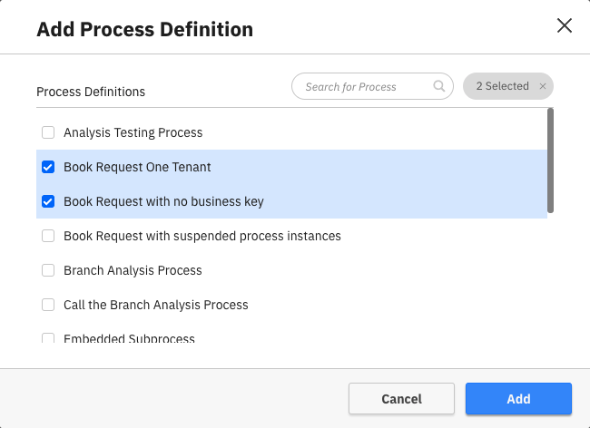 Process definition selection in the report builder in Camunda Optimize