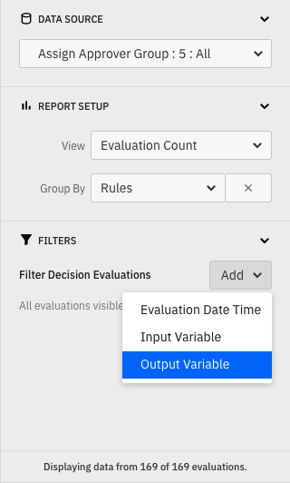 Decision Report with open filter list in Camunda Optimize