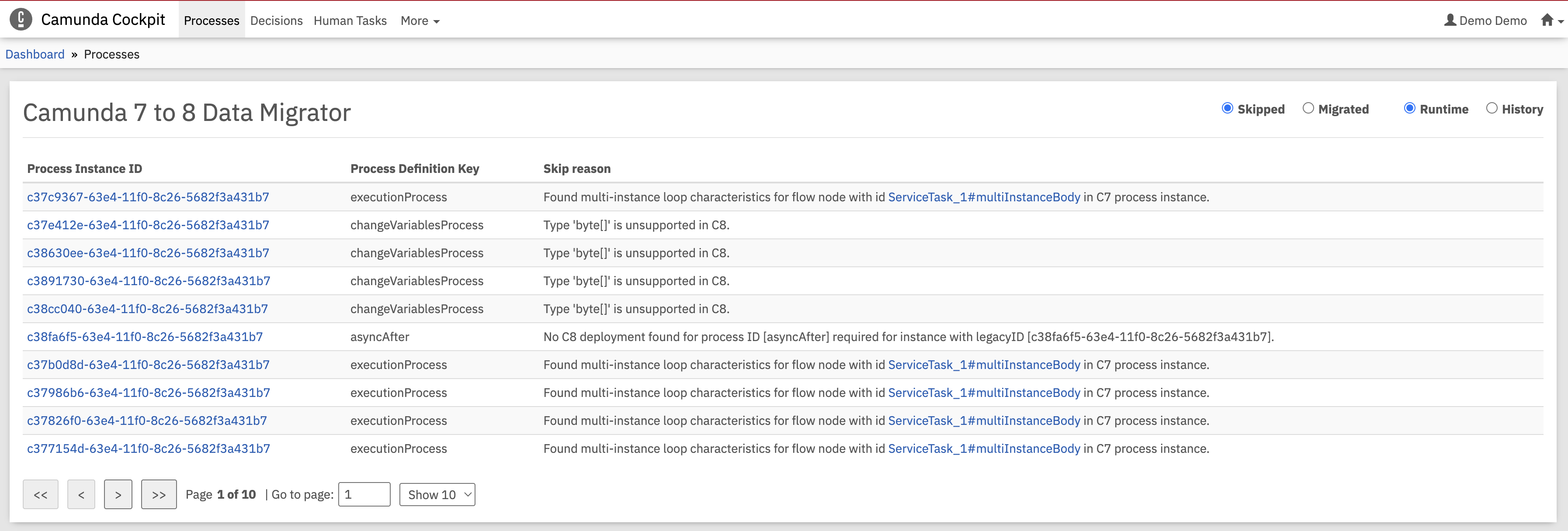 Runtime Skipped Instances