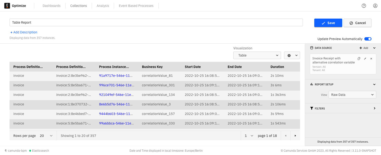 Sorting a table in Optimize