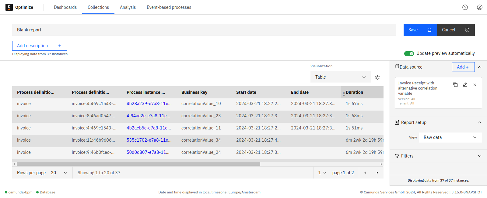 Sorting a table in Optimize