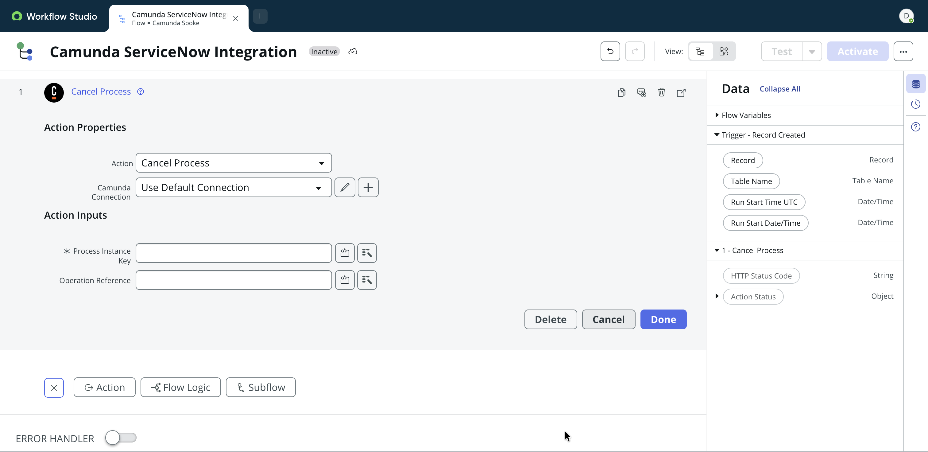 Cancel Process Action