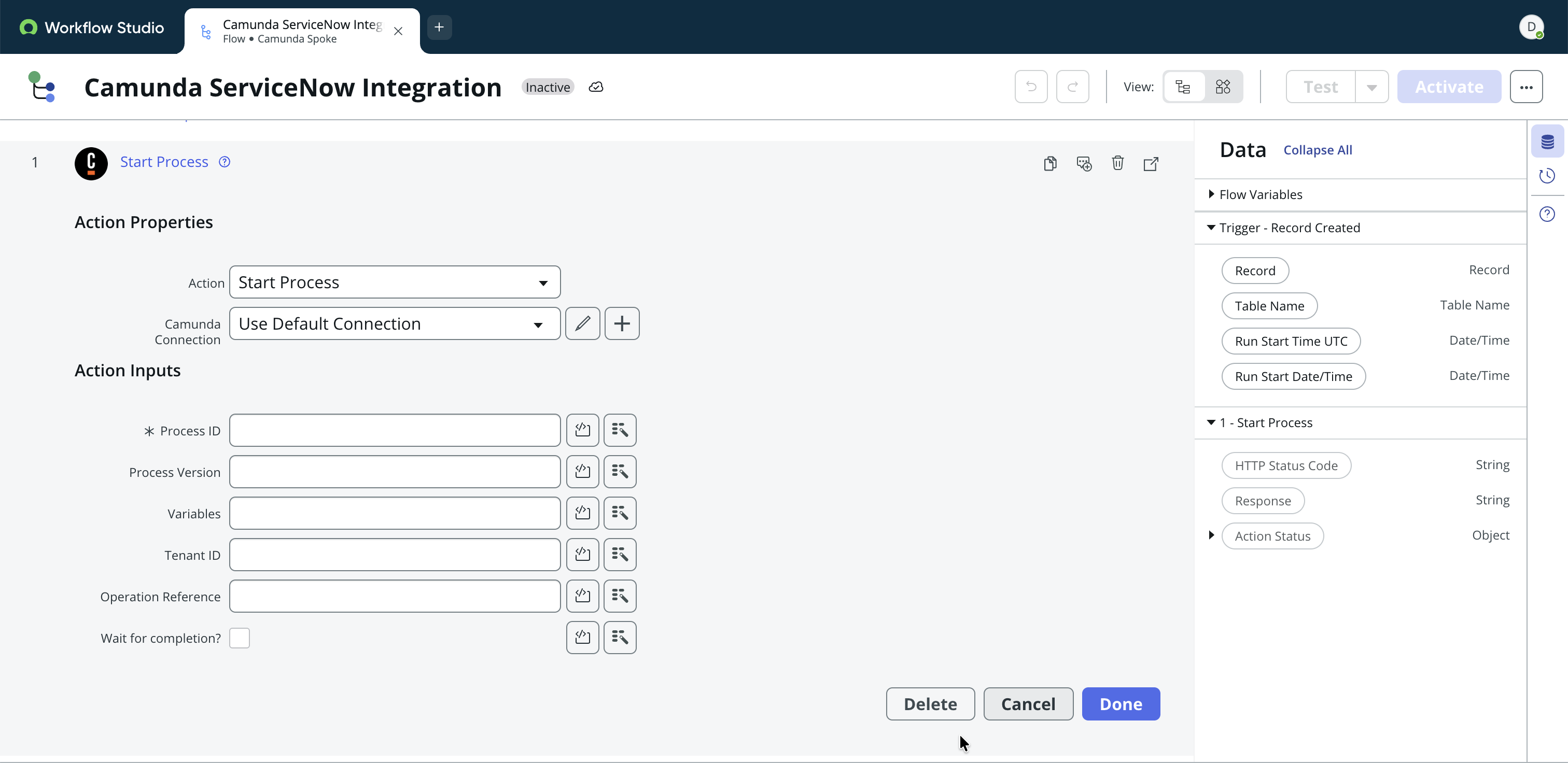 Start Process action
