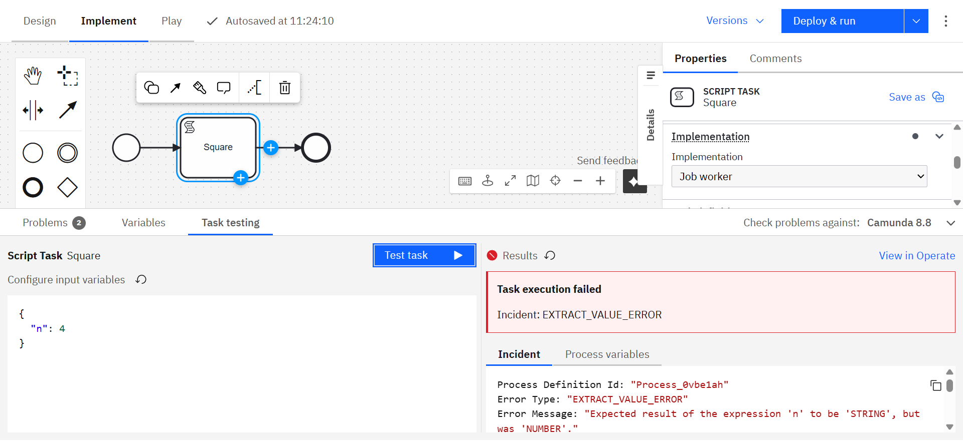 Task testing incident