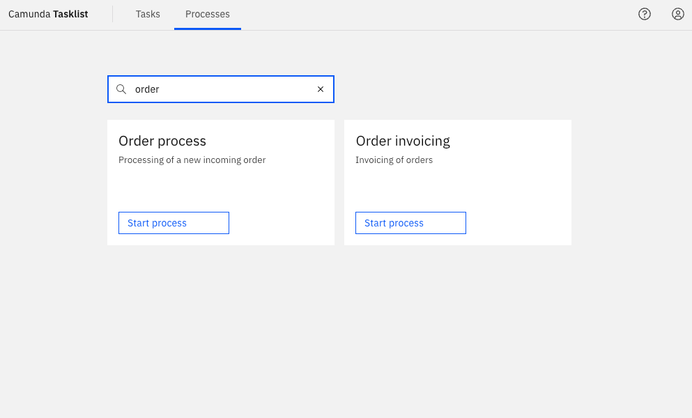 Processes published to Tasklist