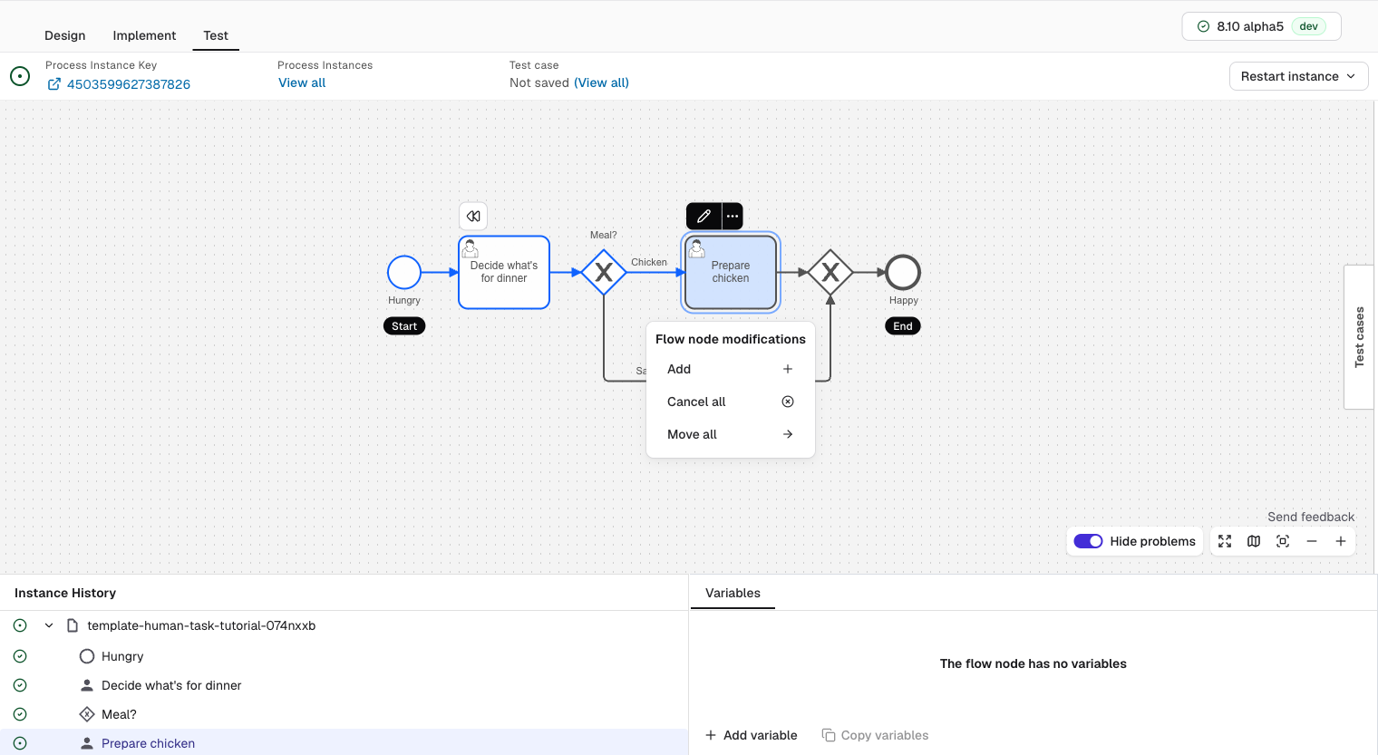 Modifying a process instance