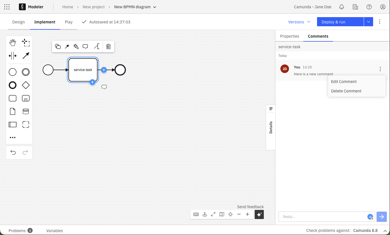 comment context menu
