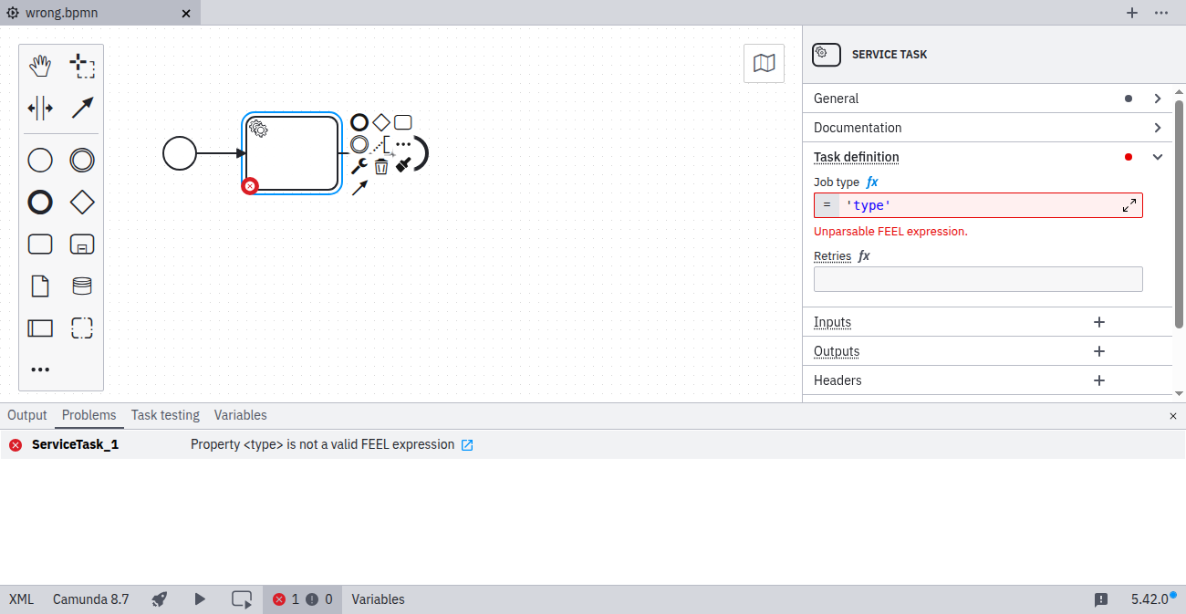 Invalid FEEL expression